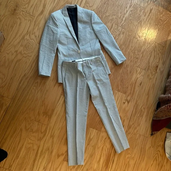 J.Crew Ludlow Seersucker Suit 36S x 30W 32L - Picture 3 of 11